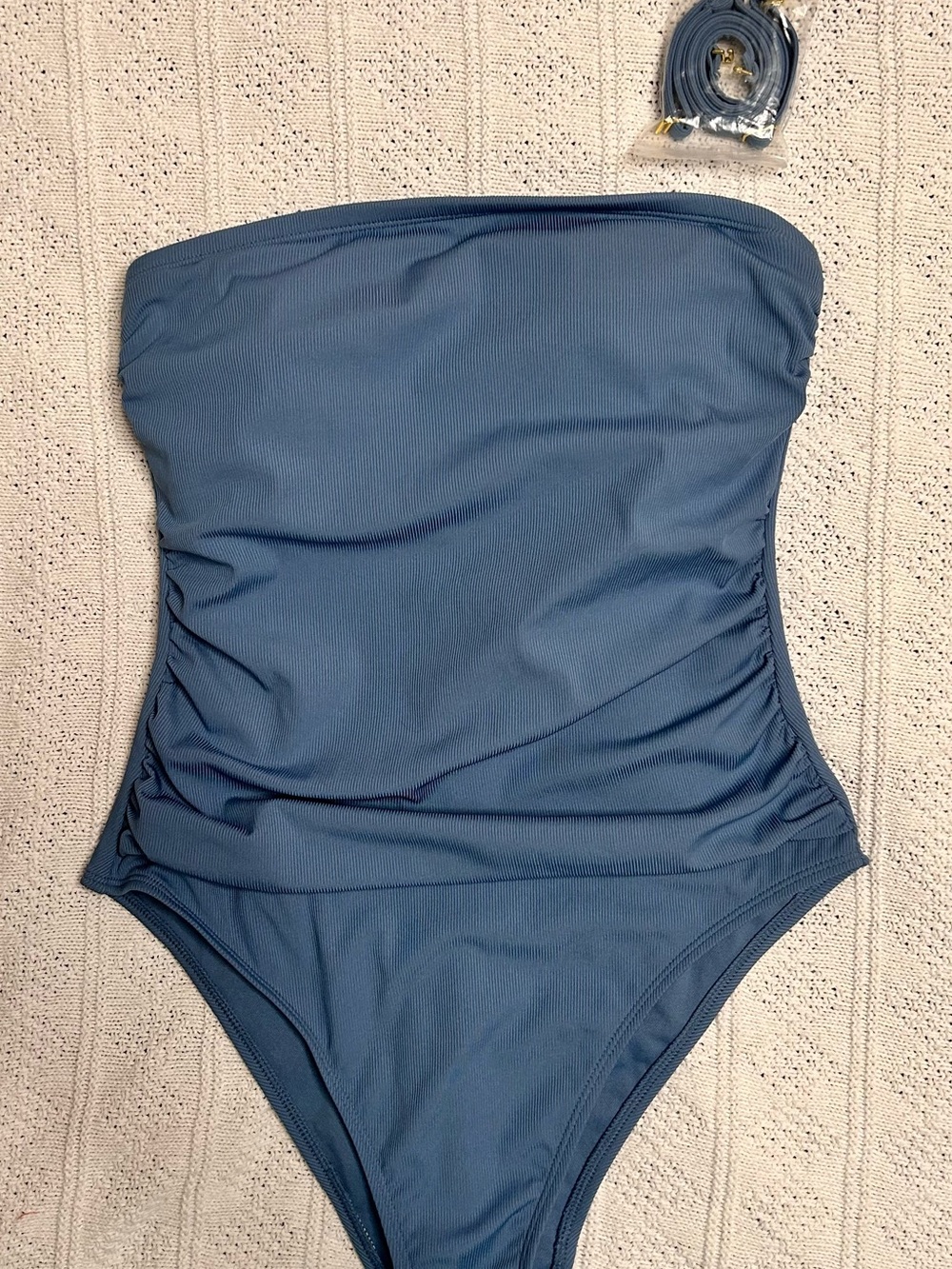 Shade & Shore Strapless One-Piece Swimsuit in Dusty Blue